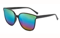 Cat eye sunglasses with black frames and rainbow mirror lenses in a 45-degree side view - Black Rainbow