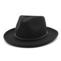 Detail of black wool fedora featuring a leather band with gold stud embellishments - M (56-58cm) / Black