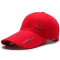 Rode honkbalpet met verlengde rand en metalen Sport-embleem op canvas - Verstelbaar / Rood