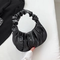 Sac nuage froncé noir minimaliste en similicuir mat avec poignée plissée chic - Noir