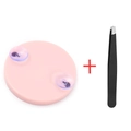 Pink magnifying mirror with two suction cups and black tweezers set for facial grooming - 10X Magnifying Mirror (Bagged) + Tweezers / Pink