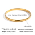 Detail showing dimensions of waterproof gold stainless steel bangle 6.5cm diameter - Gold Minimalist Plain Bangle(YYBL023118-6.5-G) / 6.5cm Inner Diameter