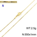 Minimalist 1mm gold snake chain necklace with lobster clasp and technical specifications - Gold 550x1mm(KN203691-Z)