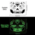 Tatuaggio viso Halloween luminoso con teschi e ragnatele, dimensioni 16x13,5 cm - Scheletro Ragnatela (HY-003)