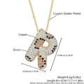 Gold-plated R letter necklace with leopard print zircon pavé and adjustable chain - Letter R