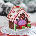 Christmas gingerbread house ornament with gingerbread man and candy cane festive decor - W#2#132 Style D