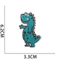 Detail of blue cartoon dinosaur embroidery patch with dimensions 6.2cm and 3.3cm - No. 8 (Lake Blue Dinosaur)