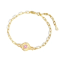 Armband met roze hartkristal van S925 sterling zilver met luxe gouden afwerking - Roze Hart Liefde Armband (S0022) / 925 zilver