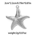 Silver stainless steel starfish pendant for DIY jewelry making, 2cm textured sea charm - TP0556-01 Silver 2.0x2.2cm