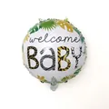 Tropical leaf welcome BABY animal print foil balloon for forest theme baby shower party - 18in Jungle Baby Round Balloon