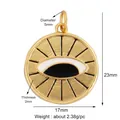 Macro detail of 17x23mm gold-plated evil eye charm with dimensions and zircon inlay - Gold Demon 23x17mm L456372-Gold