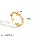 Vista detallada de tamaño y peso del anillo de delfín dorado con medidas de 5,3 mm - Abierto Ajustable / Estilo de Delfín (TR4409)