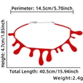 Adjustable red felt blood drip choker necklace with size specs and lobster clasp - Bleeding Style