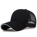 Berretto da baseball unisex in mesh nero con bordino bianco per la protezione solare - Nero con bordo bianco