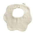 Beige cotton muslin baby bib with scalloped edges and snap fastener for infants - Milk Apricot