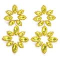 Vibrant yellow flower drop earrings with sparkling rhinestones and marquise cut gems - Lemon Yellow
