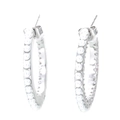 Elegantes pendientes de aro en C plateados con perlas blancas, estilo retro - Plateado