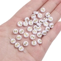 White and gold letter Z bead, 4x7mm acrylic flat round charm for DIY jewelry making - Letter Z