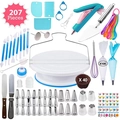 207pcs cake decorating set with rotating turntable and stainless steel piping nozzles - 207 Pieces Set