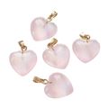 Five pieces of translucent pink heart-shaped acrylic pendants with gold metal clasps - Small Glass Light Pink (10pcs/pack)