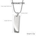 Polished silver stainless steel rectangular pendant with 60cm snake chain for men - Silver-With Chain (KN203755)