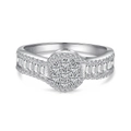 Sparkling S925 sterling silver ring with cluster center stone and zircon side accents - Silver Color (DY120889)