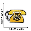 Detailed embroidery patch of yellow vintage rotary phone with measurement markers - Retro Telephone Style (X15SD-08-02)