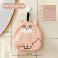 Cartoon fox thick coral fleece hand towel with embroidery in soft orange-pink - Smart Fox / Orange Pink
