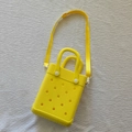 Bright yellow EVA crossbody bag with cutout holes and adjustable fabric shoulder strap - Bright Yellow