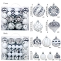 Silver-white Christmas ball set with various textures and sizes of 4cm to 8cm - Silver White