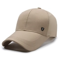 Casquette de baseball kaki respirante pour hommes avec visière longue et badge - Réglable / Kaki