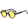 Lunettes de soleil rondes rétro avec monture noire épaisse et verres jaunes - Noir Brillant Verres Jaunes C07