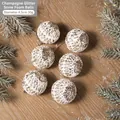 Set of 6 champagne glitter snowflake Christmas foam balls for holiday tree decoration - Champagne (6 Pcs)