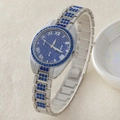 Orologio da donna in argento con quadrante blu notte stellata e cristalli blu sulla catena - 5-551 Argento Blu