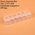 Detailed view of 10-compartment transparent plastic storage box with numbered lids - Double Row 12-Slot Box (13x5x1.5cm)