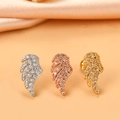 Detailed close-up of zircon-inlaid wing-shaped ear studs in silver, gold, and rose gold finishes - Wing (11#)