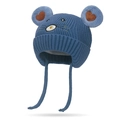 Bonnet bleu tricoté pour bébé avec cache-oreilles et oreilles d'animaux mignonnes - Taille unique / Bleu ciel