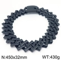 32mm thick black diamond-cut Cuban link chain in titanium steel, 45cm long necklace - Black Color Polished Necklace (KN288199-KJX)