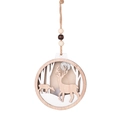 Lighted wooden Christmas deer ornament with laser-cut forest scene and silver glitter moon - Style B (Stag & Fawn Scene)