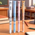 Cartoon panda and bear erasable gel pens with cute 3D ears and heat-sensitive eraser tip - Cute Pets Lineup Style Set / Black Ink