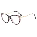 Cat-eye TR90 blue light glasses with tortoiseshell frames and wavy gold metal temples - Flower Side and Black Middle