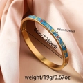 Blue enamel floral bangle in 18K gold-plated titanium steel for women with dimensions - 6mm Enamel / Quiet Blue (A716)