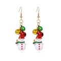 Creative Christmas snowman earrings with red scarf, hat and colorful bells decor - 18.Bell Snowman Earrings