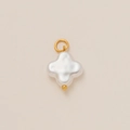 DIY charm necklace variant featuring a white clover-shaped irregular pearl with gold loop - Cross Shell