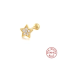 Star-shaped gold S925 sterling silver stud earring with sparkling diamond accents - #15 CZ Star / Gold-Single
