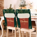 Christmas chair covers in green and red stocking style with golden Merry Christmas text - Green Red White Xmas Sock Gold Word (YT01-12)