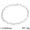 Bracelet à maillons en acier inoxydable argenté, longueur 210mm et largeur 5mm - Argent (KB206229-KFC)