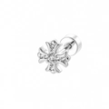 Silver cross stud earring with zircon stones and secure screw-back design - Silver (A858-Single)
