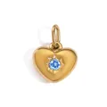14K vergulde roestvrijstalen hart hanger met lichtblauwe saffiersteen, maat 10x12mm - Maart Lichtblauw / Goud