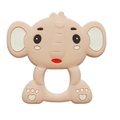 Pink elephant silicone baby teether with easy-to-grip ring handle and heart details - Elephant / Apricot